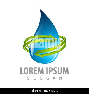 Water drop with rotate arrow logo concept design. Symbol graphic template element Stock Vector