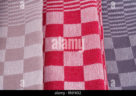 Colorful kitchen towels closeup picture. Stock Photo