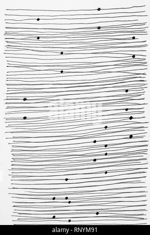 lines and dots on white paper background - pattern design Stock Photo