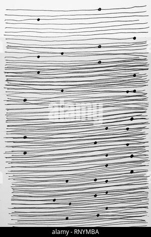 lines and dots on white paper background - pattern design Stock Photo