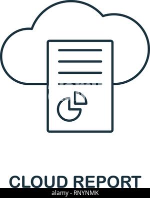 Cloud Report outline icon. Thin line style from big data icons collection. Pixel perfect simple element cloud report icon for web design, apps Stock Vector