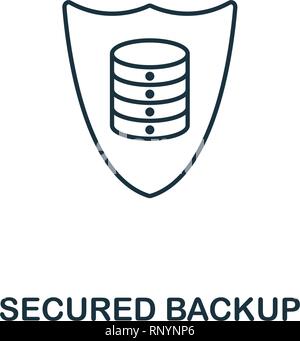 Secured Backup outline icon. Thin line style from big data icons collection. Pixel perfect simple element secured backup icon for web design, apps Stock Vector