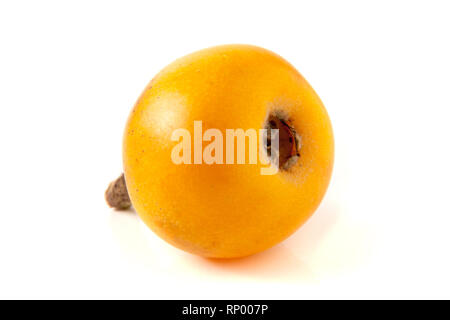 Ripe loquat or Eriobotrya japonica isolated on white background. Stock Photo