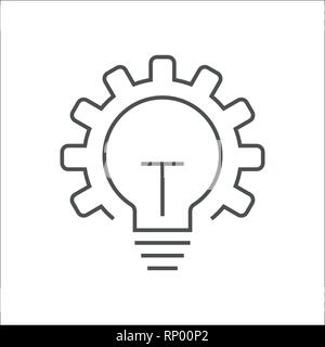 Vector innovation icon. Light bulb and gear. Premium quality graphic design element. Modern sign, linear pictogram, outline symbol, simple thin line i Stock Vector