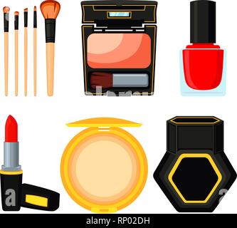 Colorful cartoon daily care cosmetic set Stock Vector
