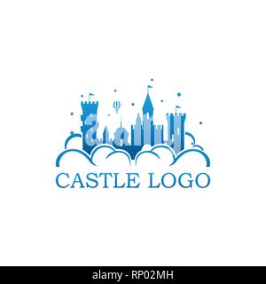 Castle logo illustration. Logo castle fun holiday illustration. fairy tails and dream Stock Vector