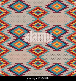 Kilim. Ethnic ornament. Pattern of bright rhombuses. Seamless vector pattern Stock Vector