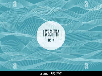 Abstract sea white lines waves pattern on blue background. Wavy stripes, Rough surface. Vector Illustration Stock Vector