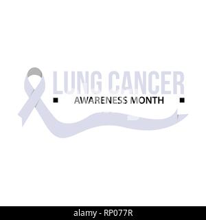 Awareness month ribbon cancer. Lung cancer awareness vector illustration Stock Vector