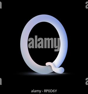 The vector 3d fluid letter Q on black background Stock Vector