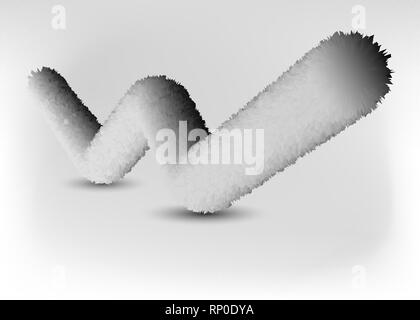 3d fur letter w on a gray background.Black and white design Stock Vector