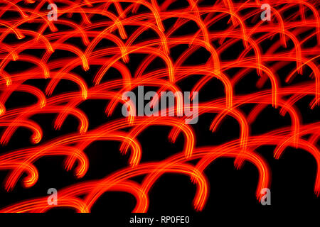 Long exposure photo of moving colorful neon light patterns Stock Photo