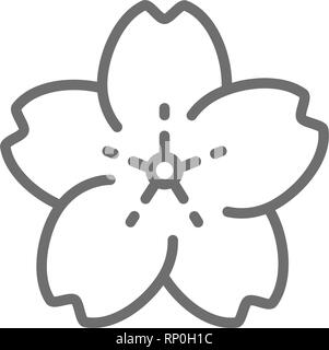 Sakura flower line icon. Stock Vector