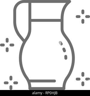 Glass jug with water line icon. Stock Vector