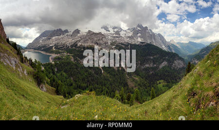 Marmolada and lago Fedaia, Italy Stock Photo