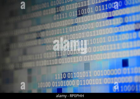 blue binary code computer information bits Stock Photo