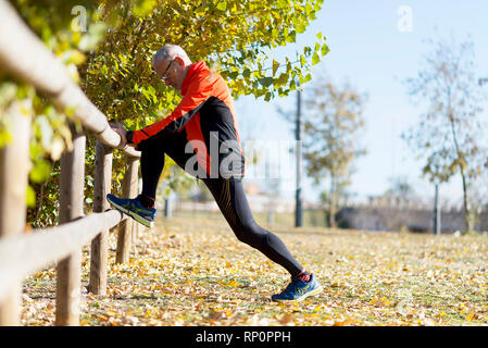 Senior Man Exercising In Park Stock Photo