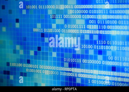 blue binary code computer information bits Stock Photo