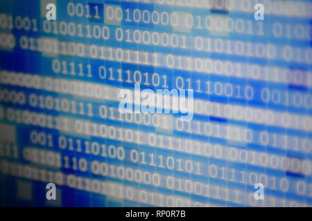 blue binary code computer information bits Stock Photo