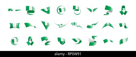 Nigeria flag, vector illustration on a white background. Stock Vector