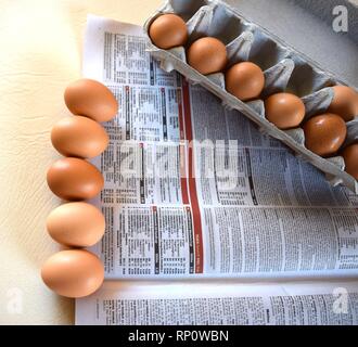 Easter  design with eggs and newspapers Stock Photo