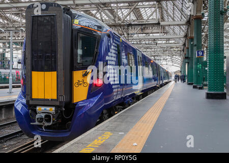 The Scotrail Class 385 Electric Train on the Cathcart Circle Line. The new Hitachi trains started operation on this route on Monday 18th February 2019 Stock Photo