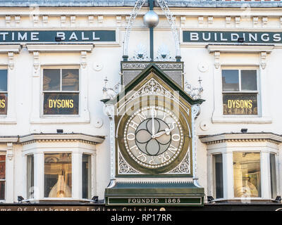 Time Ball Buildings showing John Dyson clock at 25 and 26 Briggate Leeds West Yorkshire England Stock Photo