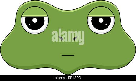 Head of annoyed frog in cartoon style. Kawaii animal. Stock Vector
