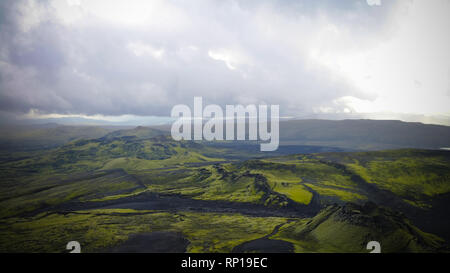 Landscape of Lakagigar valley and Laki craters in central Iceland Stock Photo