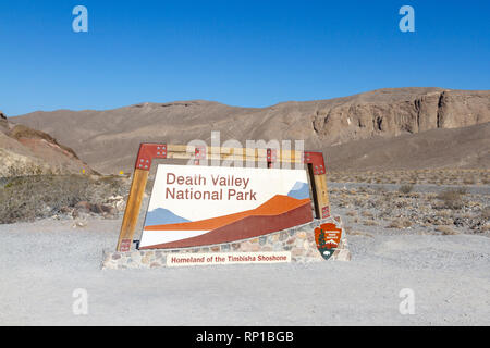 Death Valley National Park entrance sign, California, United States. Stock Photo