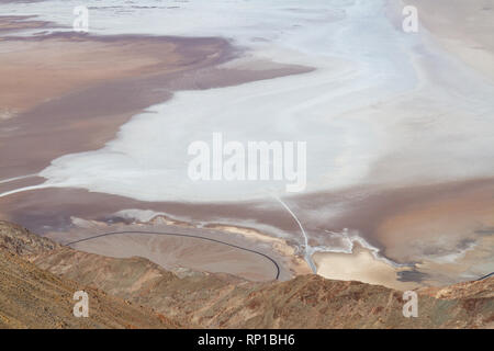 Early morning view from Dantes's View down on Badwater Basin, Death Valley National Park, California, United States. Stock Photo