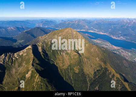 Aerial view of Grigna (Grignone) with Lake Como in the background, Valsassina, Lecco province, Lombardy, Italy