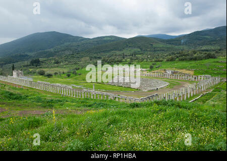 The stadium and the gymnasium, Ancient Messene, Greece Stock Photo