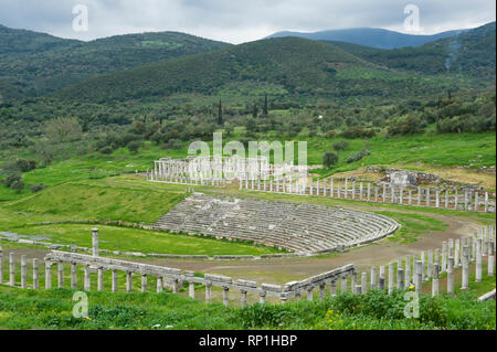 The stadium and the gymnasium, Ancient Messene, Greece Stock Photo