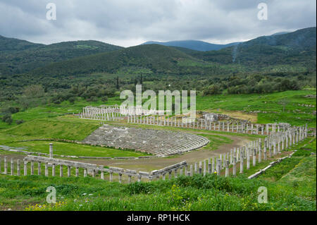 The stadium and the gymnasium, Ancient Messene, Greece Stock Photo