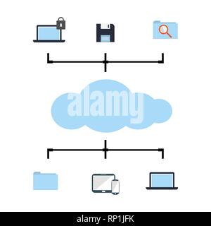 Cloud data system management vector. Cloud computing concept Stock Vector