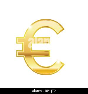 Golden euro symbol isolated web vector icon. Euro trendy 3d style vector icon. Golden euro currency sign Stock Vector