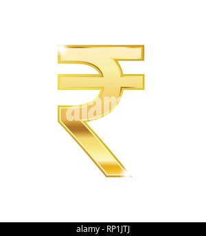 Golden rupee symbol isolated web vector icon. rupee trendy 3d style vector icon. Golden rupee currency sign Stock Vector