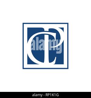 CP letter Initial alphabet Logo design Template element. Abstract CP letter logo with square background shape Stock Vector