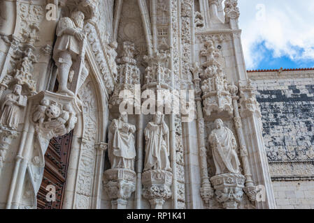Details of south portal of Jeronimos Monastery - Mosteiro dos Jeronimos in Belem district in Lisbon, Portugal Stock Photo