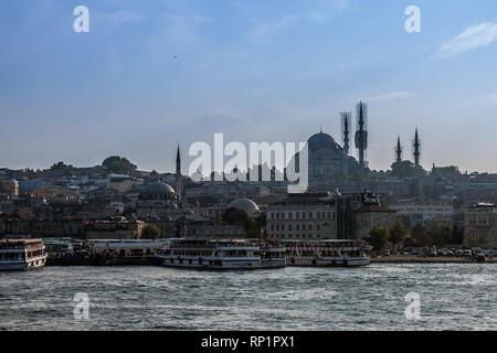 A view of the Eminonu district with the Rustem Pasha Mosque and Suleimaniye Mosque, Istanbul Stock Photo