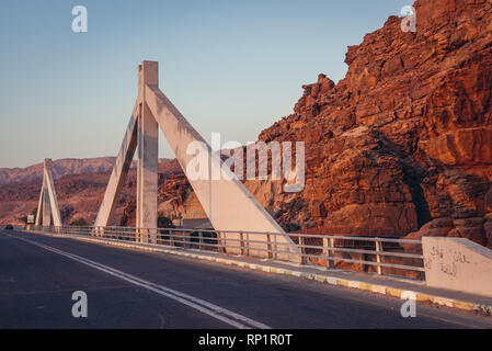 Mujib Bridge over Wadi al Mujib river on a Highway 65 in Jordan Stock Photo