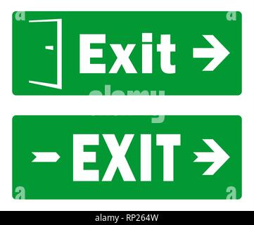 Exit Door Sign Designs in Green Color Stock Vector