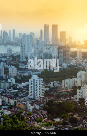 Colombia, Caribbean coast, Cartagena, view of upmarket residential buildings in the harbour area Stock Photo