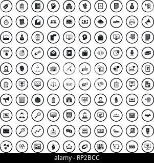 100 commerce department icons set, simple style  Stock Vector