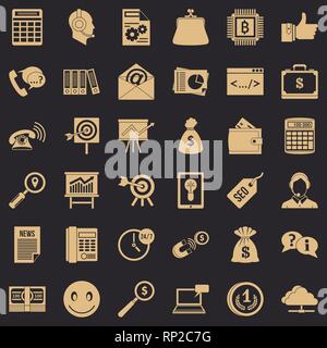 Marketing in internet icons set, simple style Stock Vector