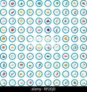 100 bakery icons set, isometric 3d style Stock Vector