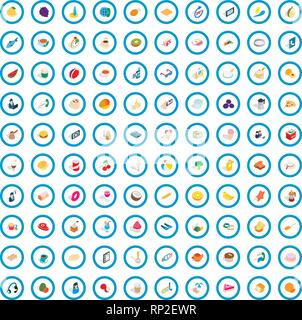 100 bakery cooking icons set, isometric 3d style Stock Vector