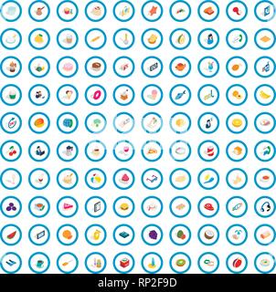 100 bakeshop icons set, isometric 3d style Stock Vector