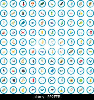 100 ball icons set, isometric 3d style Stock Vector